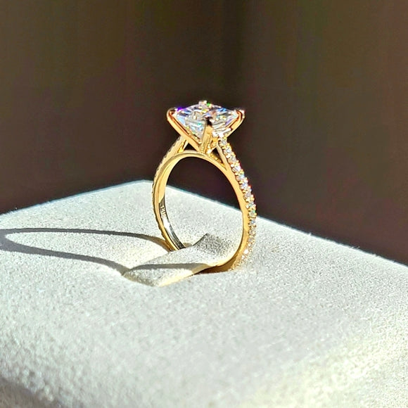 Solid 14k Gold 1.5ct Princess Moissanite Ring