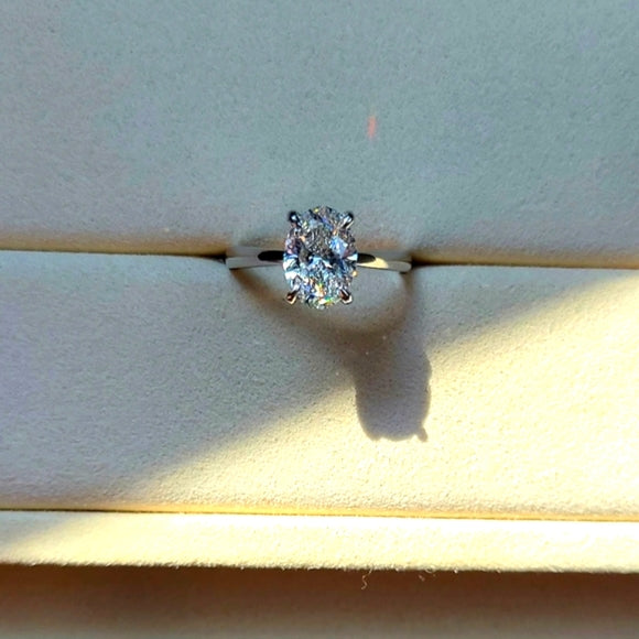 Platinum 1.67ct Lab Oval Diamond Ring with Hidden Halo Lab Diamond