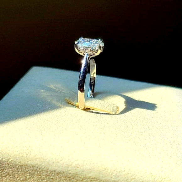 Platinum 1.67ct Lab Oval Diamond Ring with Hidden Halo Lab Diamond