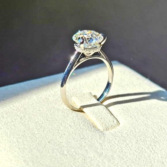 Platinum 2.6ct Lab Round Diamond Ring with Hidden Halo Lab Diamond