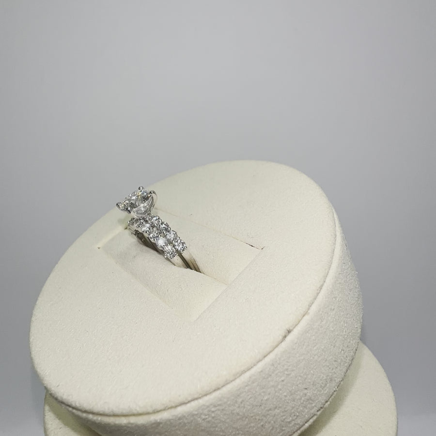 Solid 14k Gold 1.78ct Center 2.38TCW Lab Round Diamond Ring with Side Lab Diamond and Matching Band