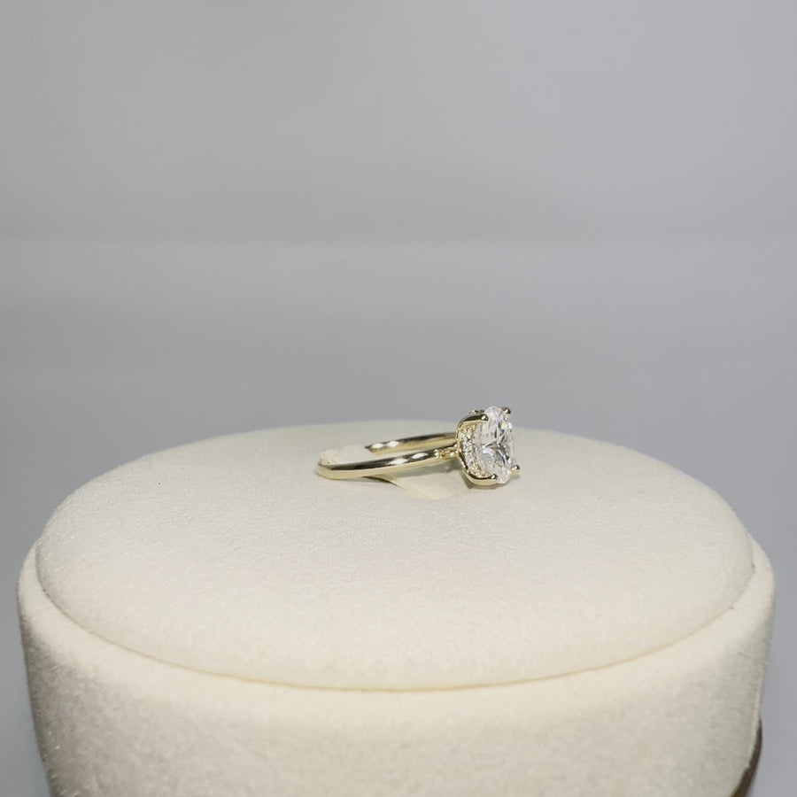 Solid 14k Gold 1.5ct Oval Moissanite Ring with Hidden Halo Stones