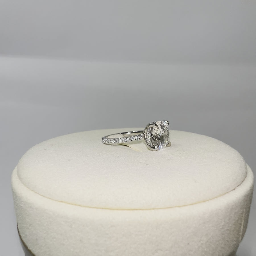 Platinum 3.08ct Lab Round Diamond Ring with Side and Hidden Halo Lab Diamond