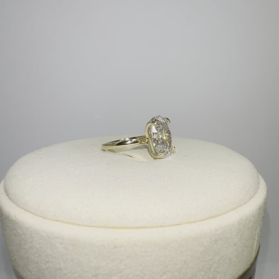 Solid 14k Gold 4.13ct Lab Oval Diamond Ring