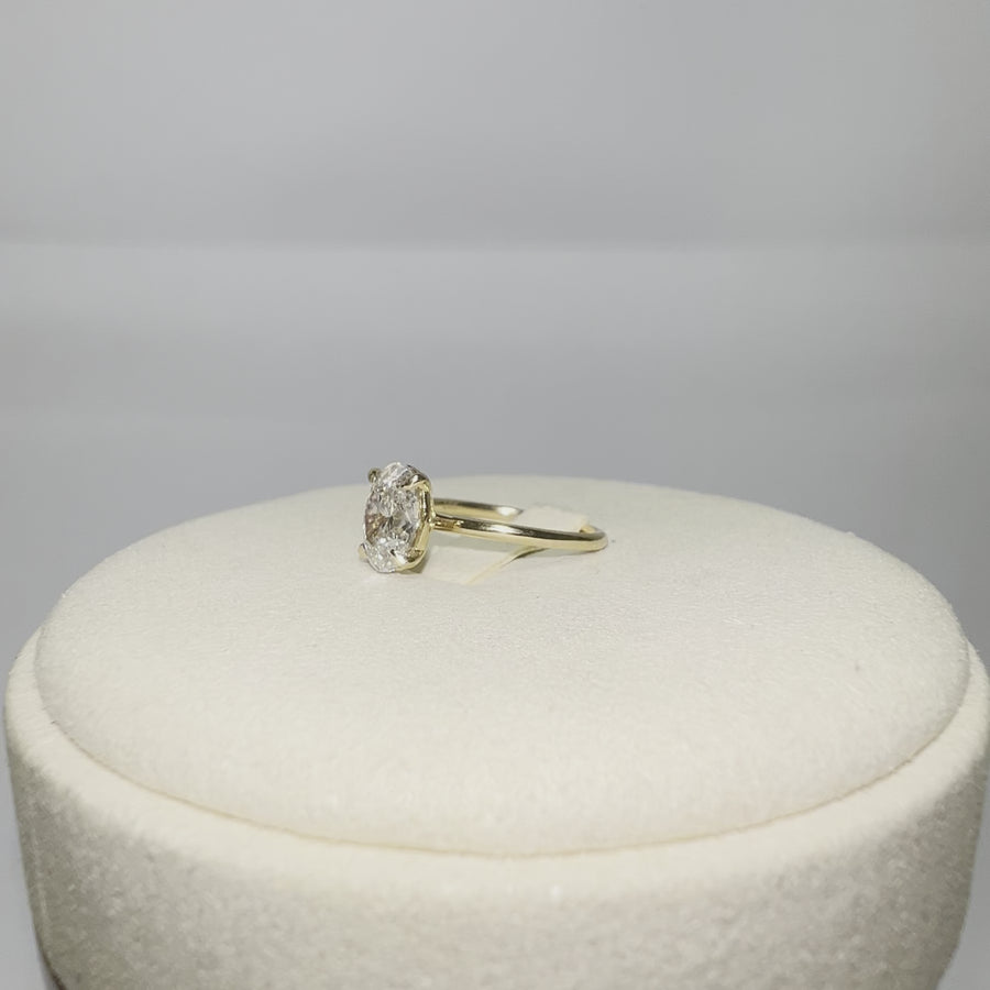 Solid 18k Gold 1.5ct Lab Oval Diamond Ring