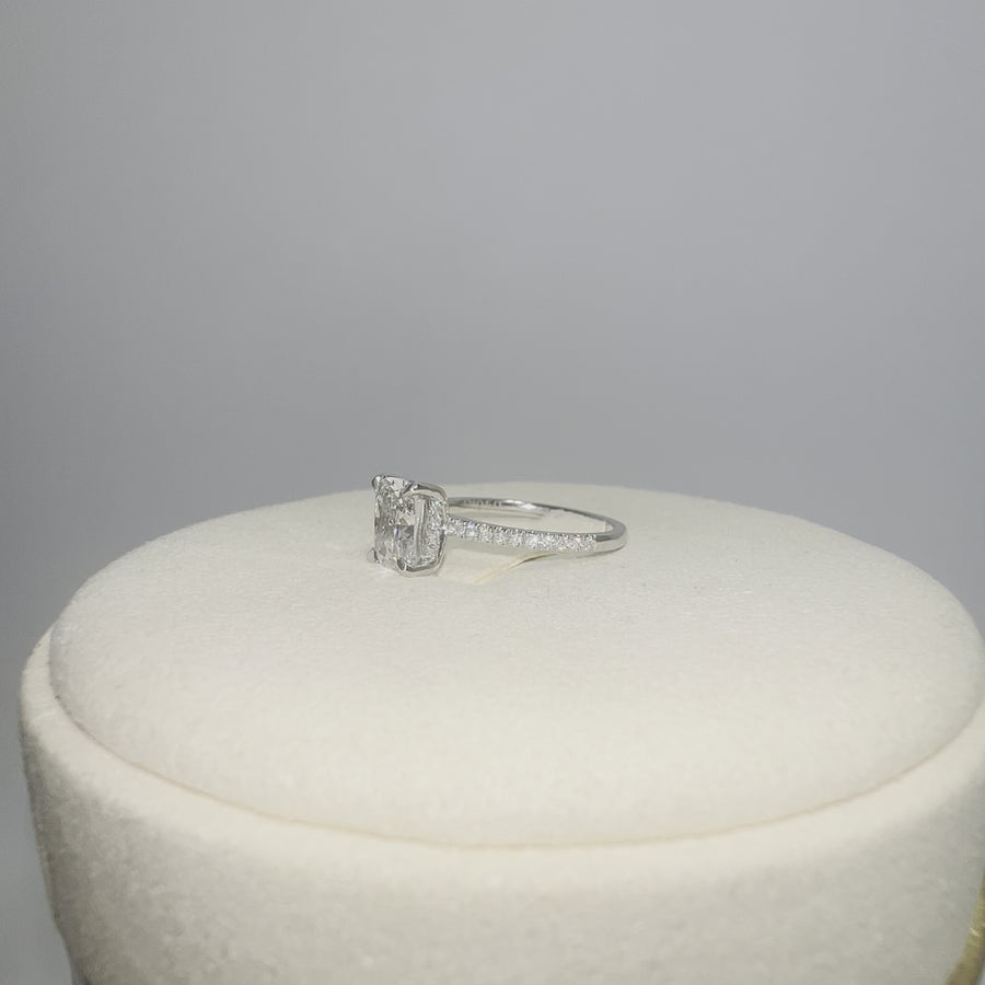 Platinum 1.6ct Lab Cushion Diamond Ring With Side Stone Diamonds