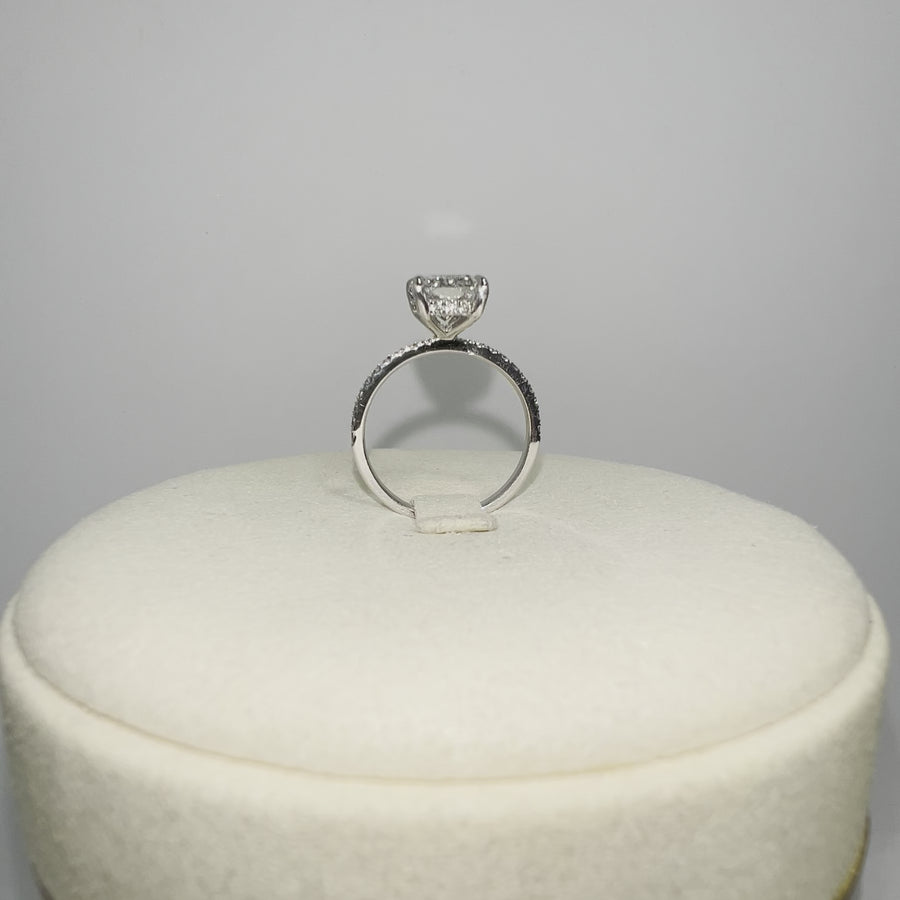 Solid 14k Gold 2.02ct (F VS1) Lab Radiant Diamond Ring with Side and Hidden Halo Lab Diamond