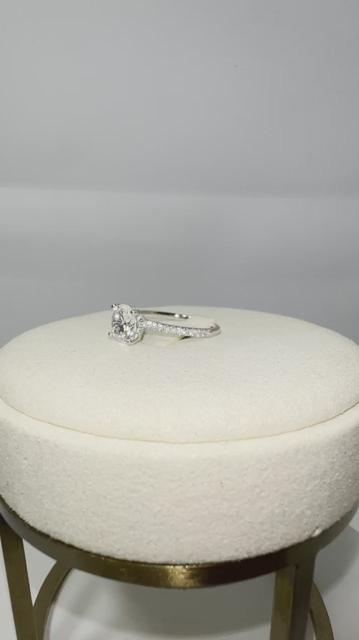 Solid 14k Gold 1.5ct Lab Diamond Ring with Side Diamond
