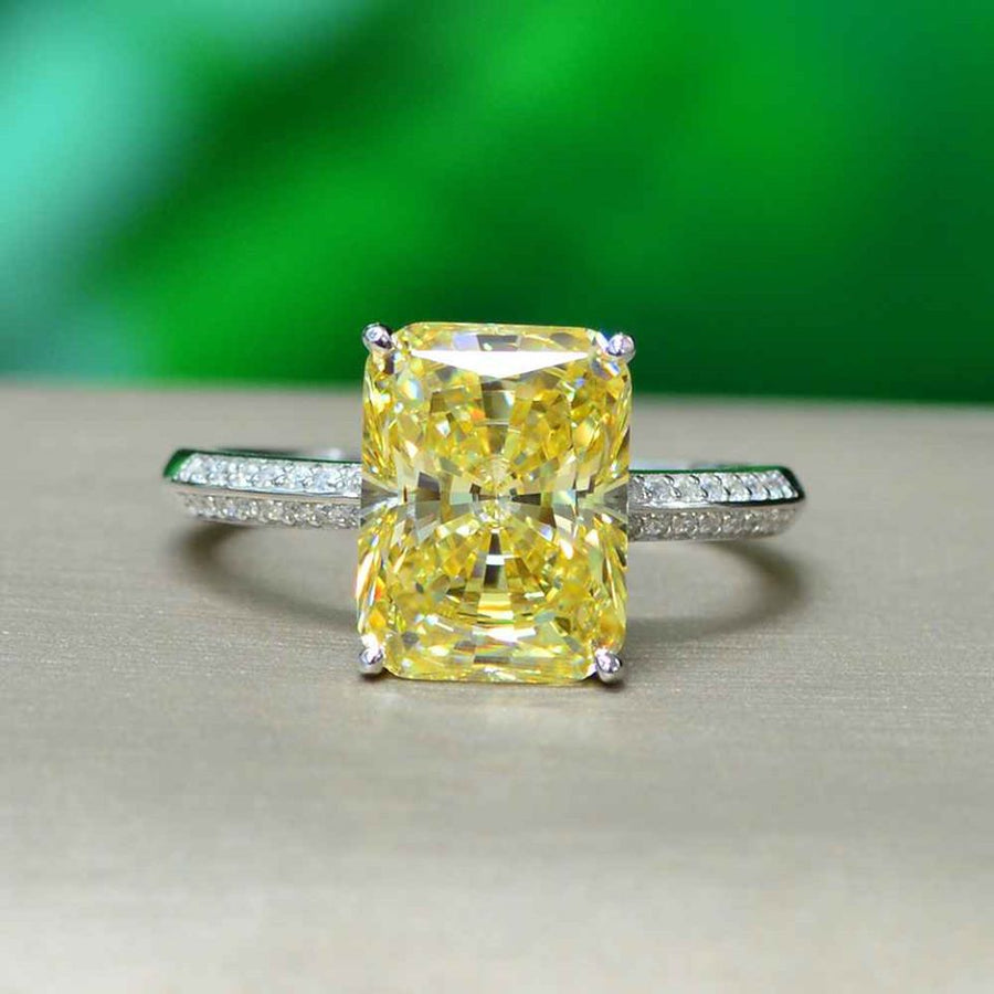 High Carbon Simulated Yellow Diamond Ring