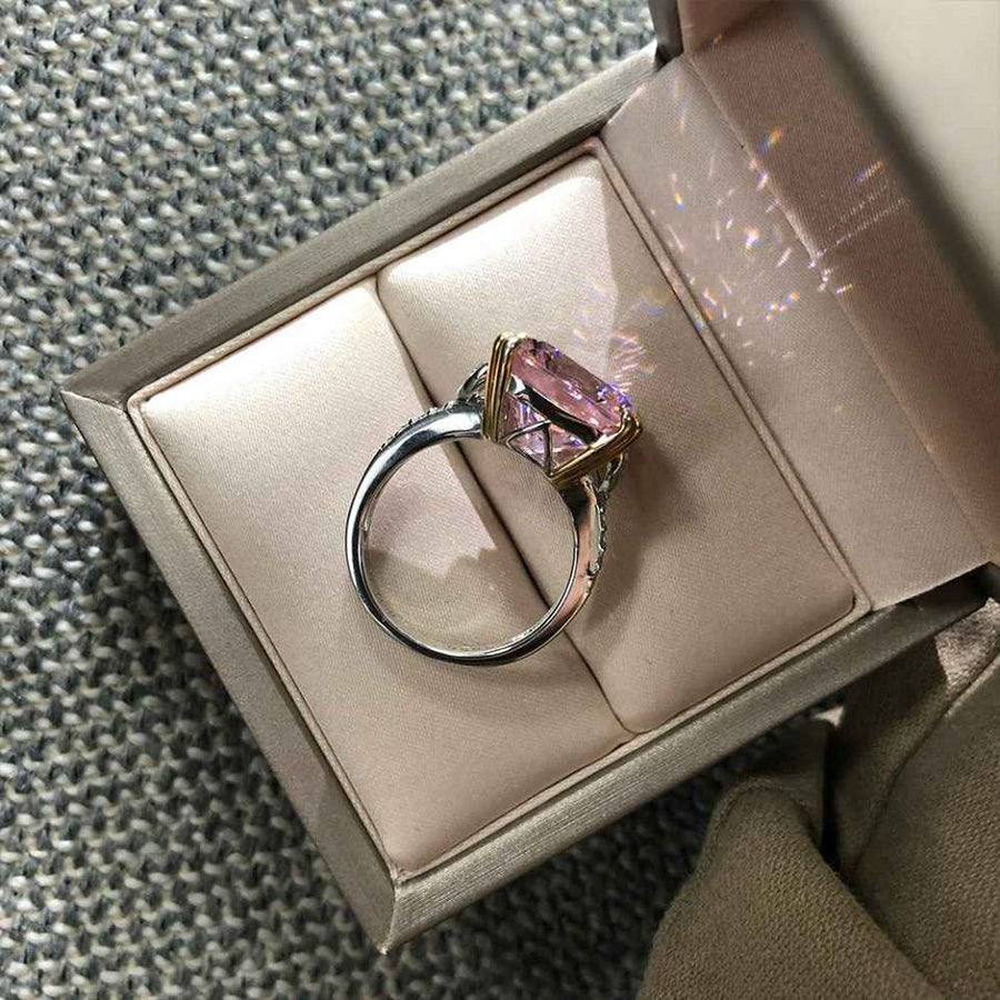 High Carbon Simulated Pink Diamond Ring