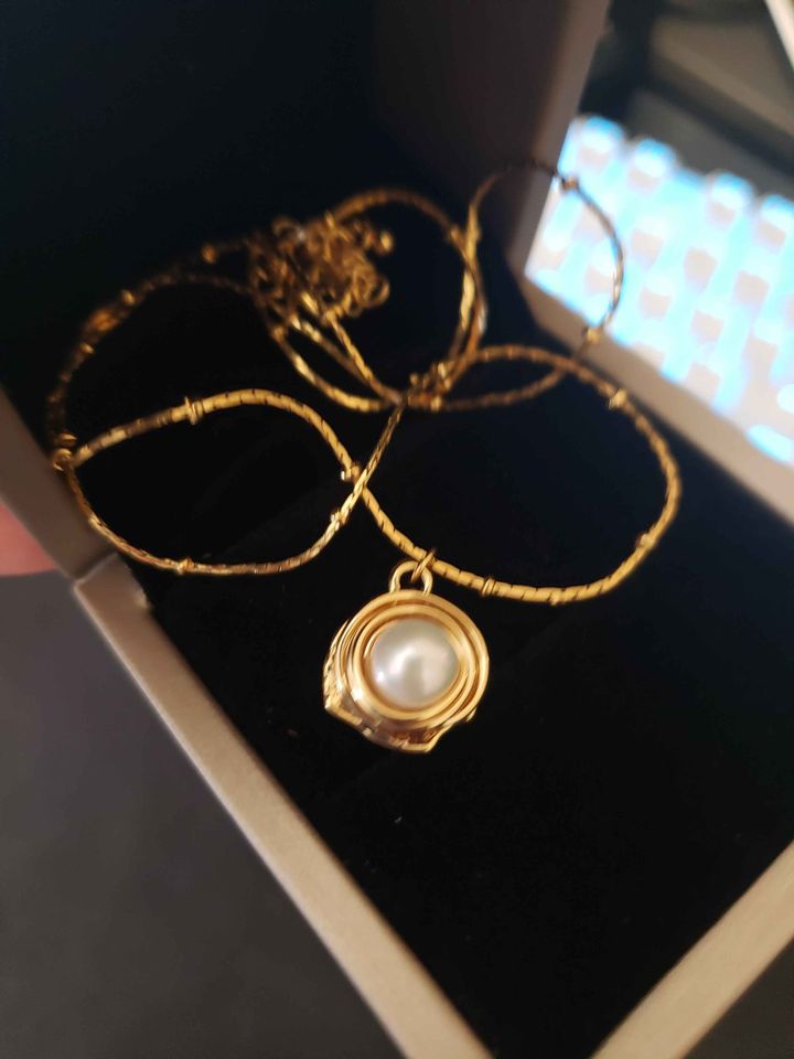 18k gold plated baroque pearl necklace