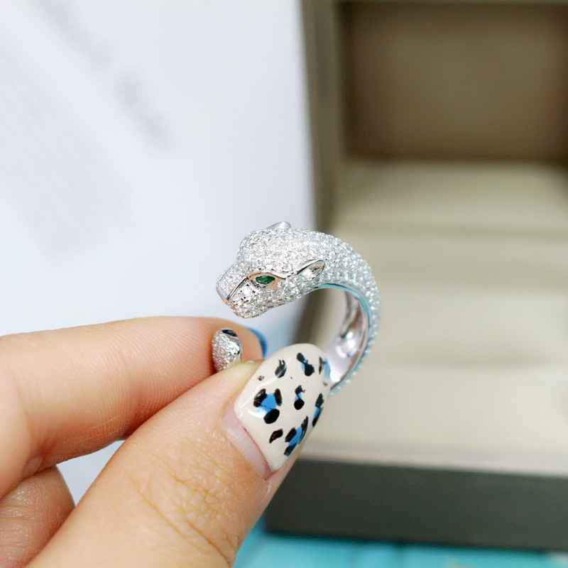 Iced Out Sterling Silver Leopard Ring