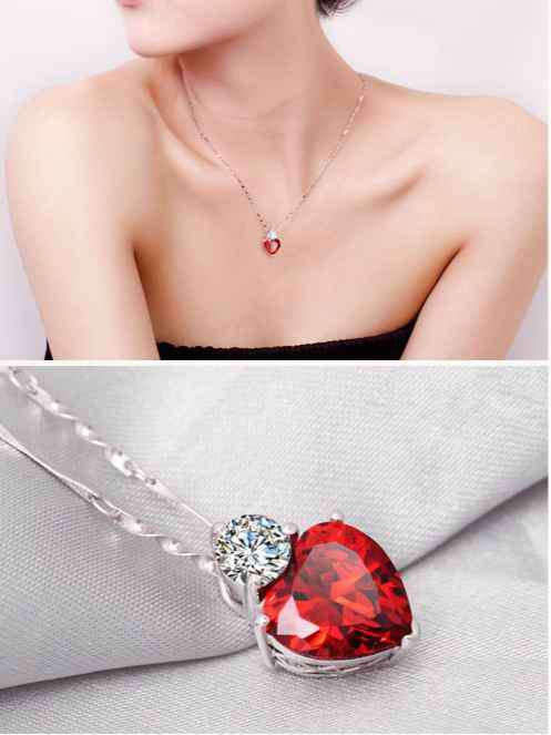Sterling silver red heart naecklace