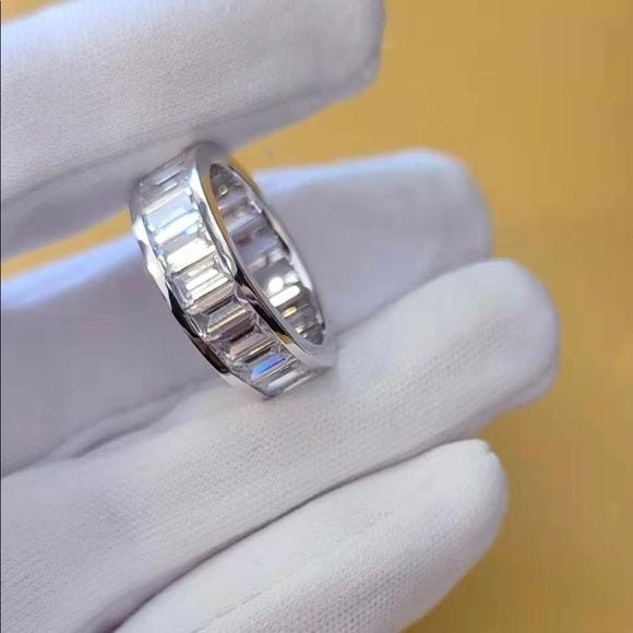 Solid 14k White Gold 9.6 CT Moissanite Eternity Ring
