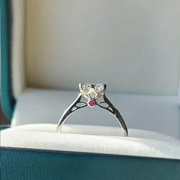 1ct Moissanite Ring with Simulated Ruby(008)