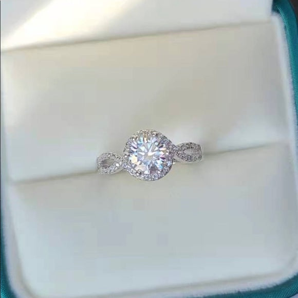 1ct Moissanite Ring with Halo(026)