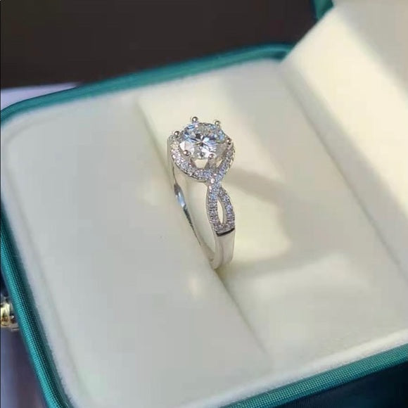 1ct Moissanite Ring with Halo(026)
