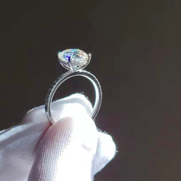 Solid 14k Gold 3ct Moissanite Ring with Side Diamonds