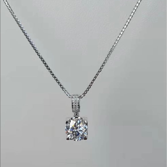Solid 18k Gold 2ct Moissanite Necklace & Pendant