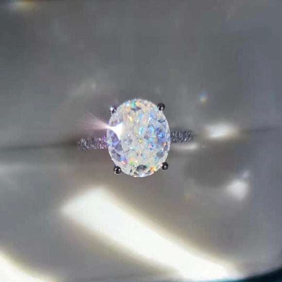 Solid 14k Gold 5ct Oval Moissanite Ring with Side Stones