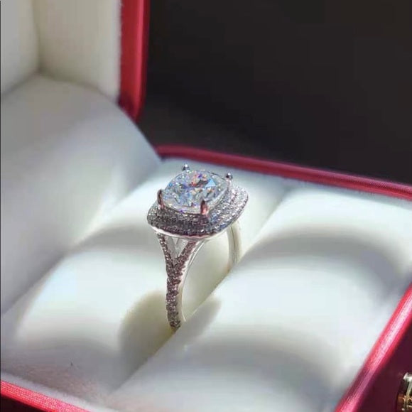 2.5ct Cushion Moissanite Ring with Double Halo(292)