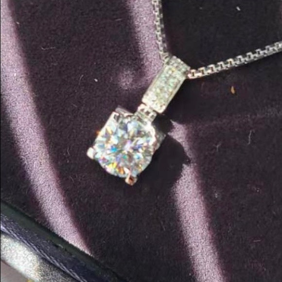 Solid 14k Gold 1ct Moissanite Necklace & Pendant