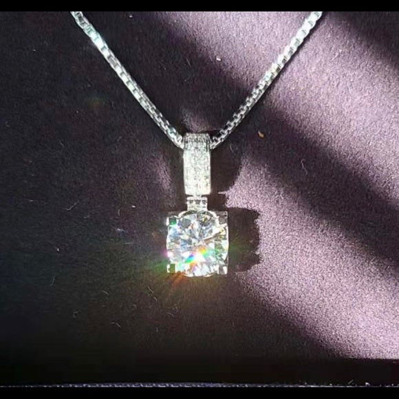 Solid 14k Gold 1ct Moissanite Necklace & Pendant