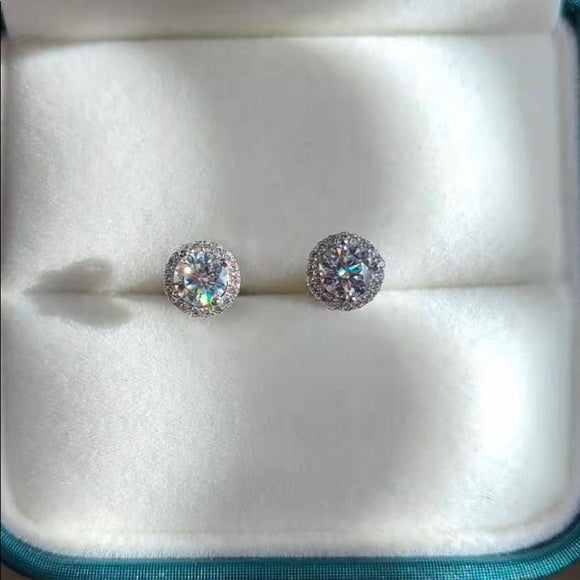 0.5ct Moissanite Stud Earrings with Halo