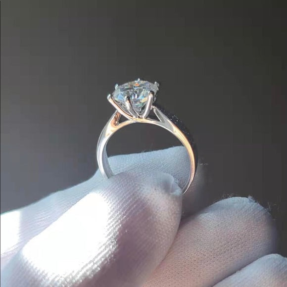 Solid 14k Gold 2ct Moissanite Ring with Side Stones