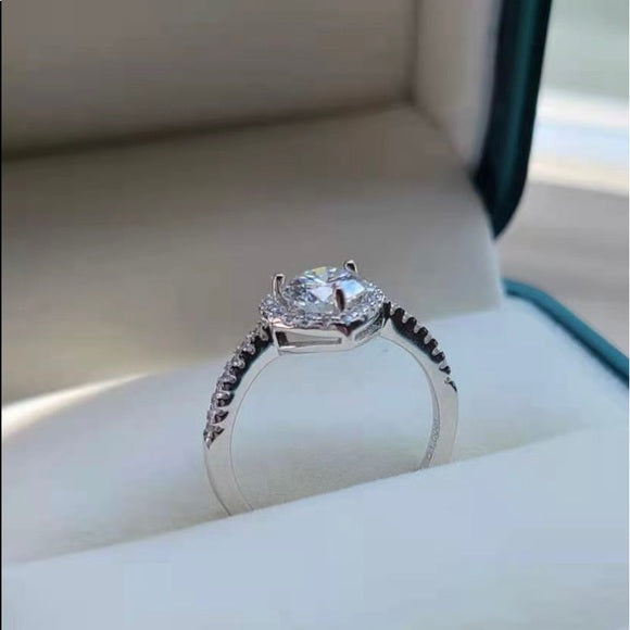 1ct Moissanite Ring with Heart Halo