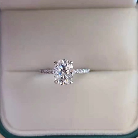 2ct Oval Moissanite Ring Claw Setting