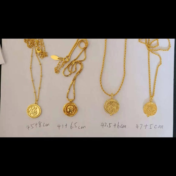 18k Gold Plated Rope Chain & Pendant 47+cm