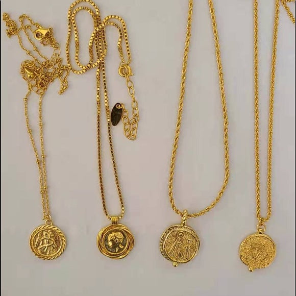 18k Gold Plated Rope Chain & Pendant 47+cm