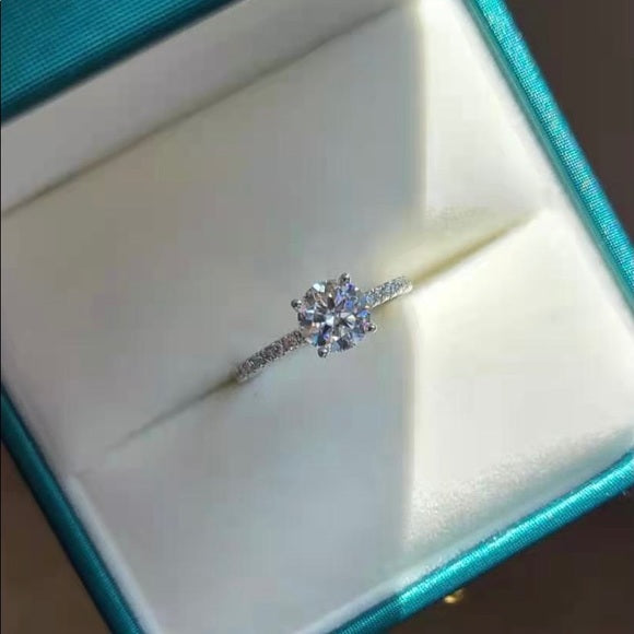 Solid 14k Gold 1ct Moissanite Ring with Side Diamonds