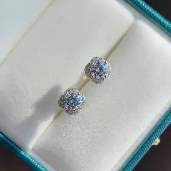 0.5c Moissanite Stud Earrings with Square Halo