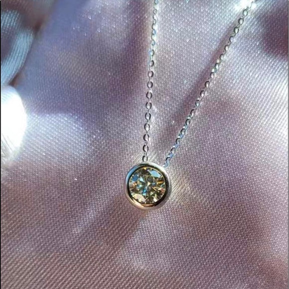 1ct Moissanite Bezel Necklace & Pendant
