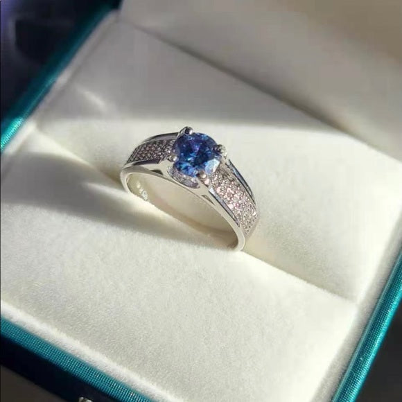 1c Deep Blue Moissanite Ring (004)