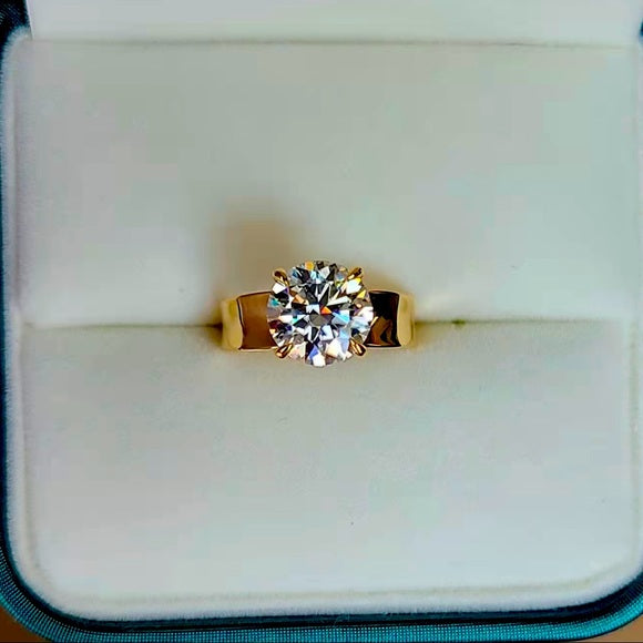 Solid 14k Gold 2.5ct Moissanite Ring with Hidden Halo Stones