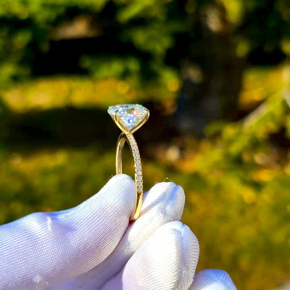 Solid 14k Gold 3ct Oval Moissanite Ring