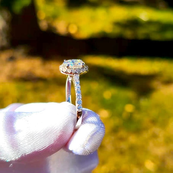 1ct Oval Moissanite Ring with Halo