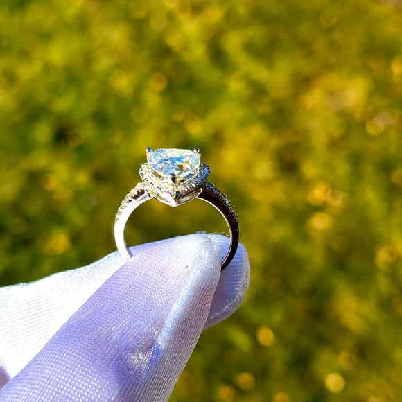 2ct Heart Cut Moissanite Ring with Halo