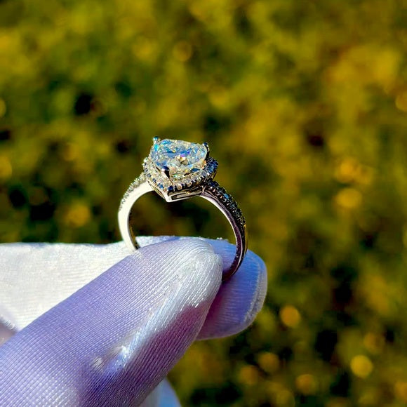 2ct Heart Cut Moissanite Ring with Halo