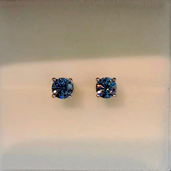 0.5ct Royal Blue Moissanite Stud Earrings