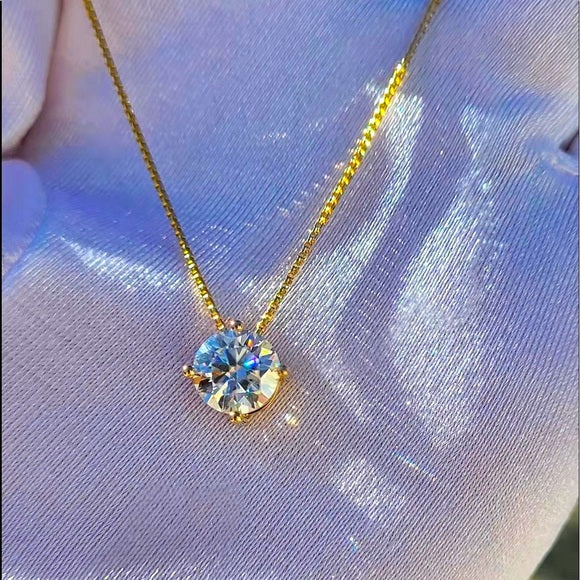 Solid 18k Gold 2ct moissanite Necklace & Pendant