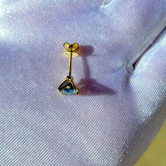 Solid 14k Gold 1ct Royal Blue Moissanite Earrings