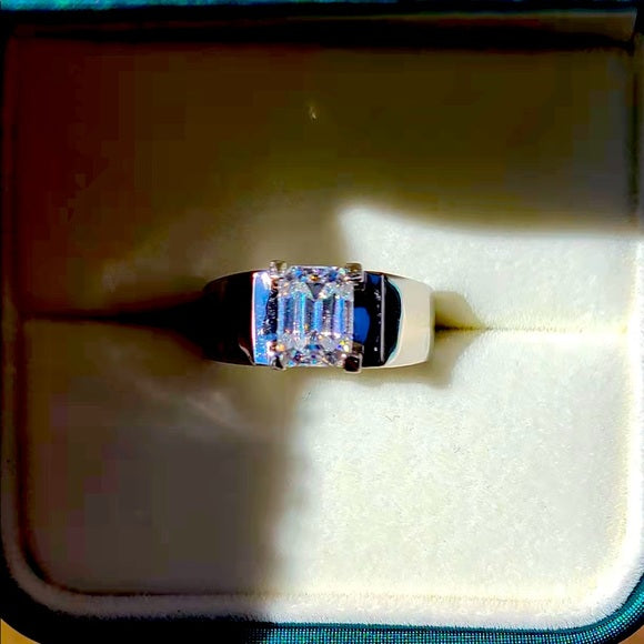 2ct Emerald Cut Moissanite Ring (m005)
