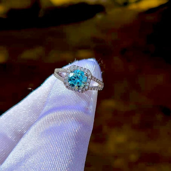 1ct Blue Moissanite Ring(010)