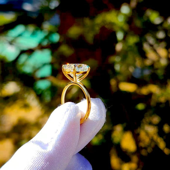 Solid 18k Gold 5ct Oval Moissanite Ring