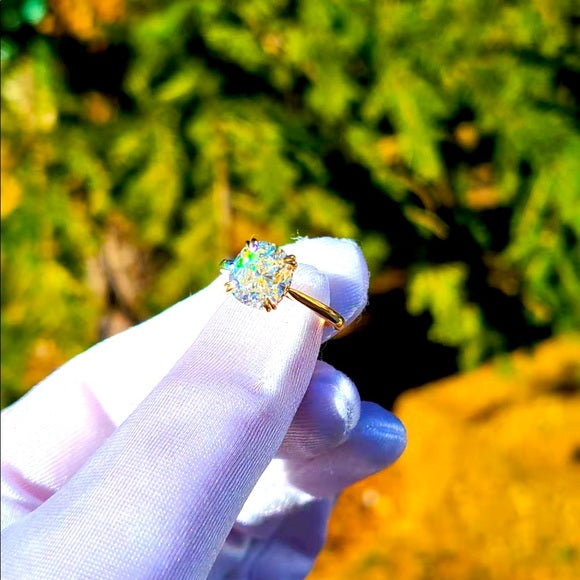Solid 14 Gold 3.5ct Cushion Moissanite Ring