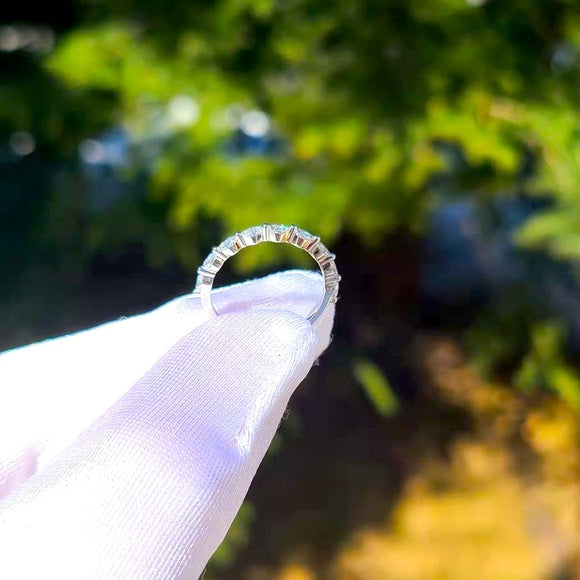 Solid 14k Gold Marquis Moissanite Half Eternity Band